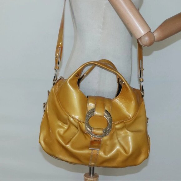 BVLGARI Chandra Hand Bag Enamel 2way Yellow Gold Auth 125921 - Picture 3 of 16